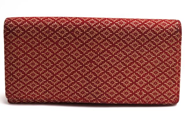 ○印傳屋 印伝 INDEN-YA 鹿革 ディアスキン 長財布 2308 束入れ スナップ留 小銭入れあり 二つ折り レディース 【中古】 中古