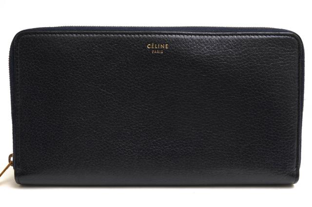 ○セリーヌ CELINE 牛革 カーフ 長財布 F-GB-0144 Large Zipped Multifunction 小銭入れあり ユニセックス 男女兼用 ラウンドジッ  中古