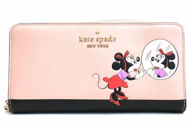 ○ケイトスペード Kate Spade ミニーマウス ディズニーコラボ グレインレザー 長財布 WLR00284 Disney Minnie Mouse Large Contine 中古