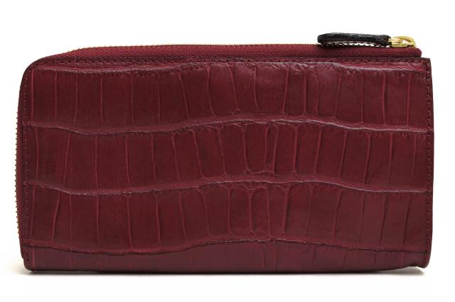 ○フェリージ Felisi エンボスレザー 牛革 長財布 1075/1/SA クロコ型押し L字ファスナー レディース 【中古】 中古