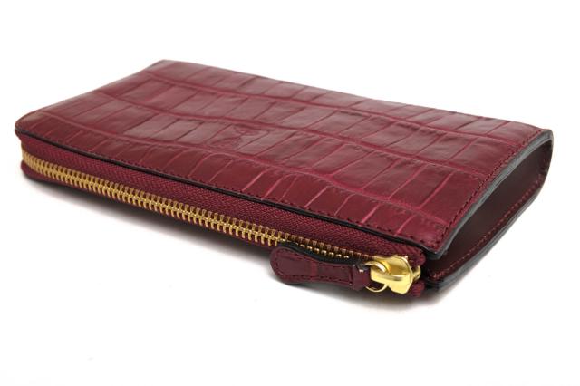 ○フェリージ Felisi エンボスレザー 牛革 長財布 1075/1/SA クロコ型押し L字ファスナー レディース 【中古】 中古