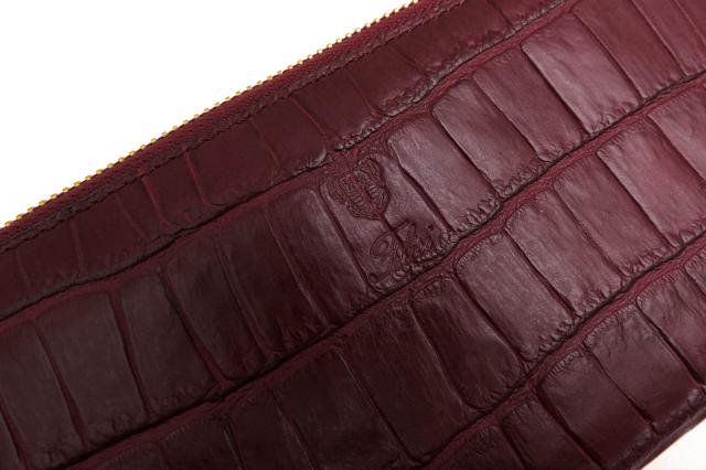 ○フェリージ Felisi エンボスレザー 牛革 長財布 1075/1/SA クロコ型押し L字ファスナー レディース 【中古】 中古