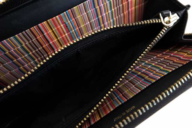 ○ポールスミス Paul Smith 牛革 カーフ 子羊革 ラムレザー 長財布 M1A4778 BMULTI 79 インサイドマルチストライプ 小銭入れあり 中古