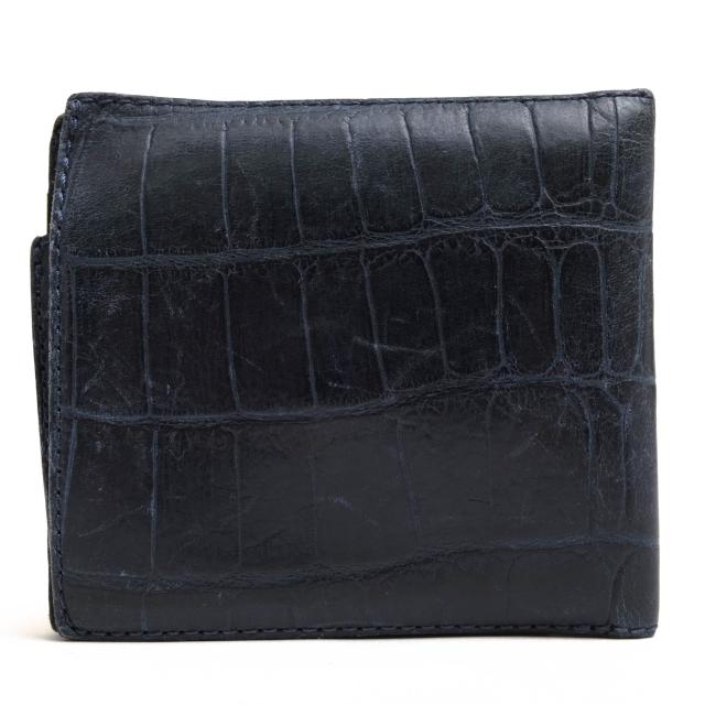 ○フェリージ Felisi エンボスレザー 牛革 財布 452/1/SA 差し込み式薄型カードケース付き 小銭入れあり クロコ型押し 二つ折り メ 中古