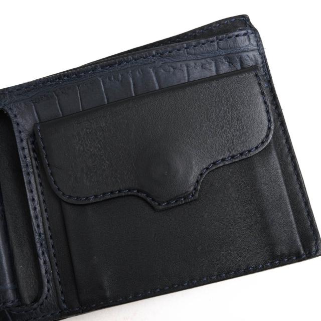 ○フェリージ Felisi エンボスレザー 牛革 財布 452/1/SA 差し込み式薄型カードケース付き 小銭入れあり クロコ型押し 二つ折り メ 中古