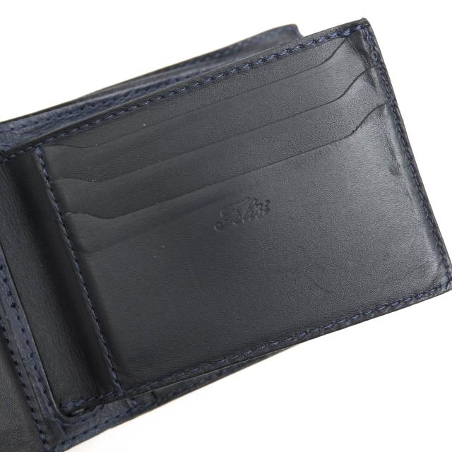 ○フェリージ Felisi エンボスレザー 牛革 財布 452/1/SA 差し込み式薄型カードケース付き 小銭入れあり クロコ型押し 二つ折り メ 中古