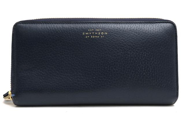 極美品 SMYTHSON 長財布 黒 ブラックレザー ラウンドジップ