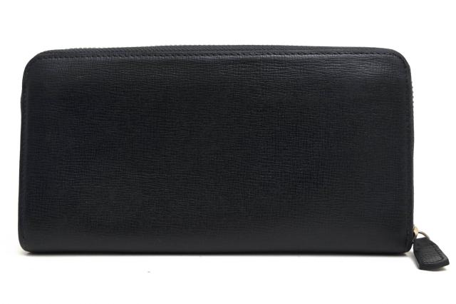 ○バーニーズニューヨーク BARNEYS NEWYORK イタリアンカーフ 牛革 長財布 グレイン型押し 小銭入れあり ラウンドジップ ラウンド  中古