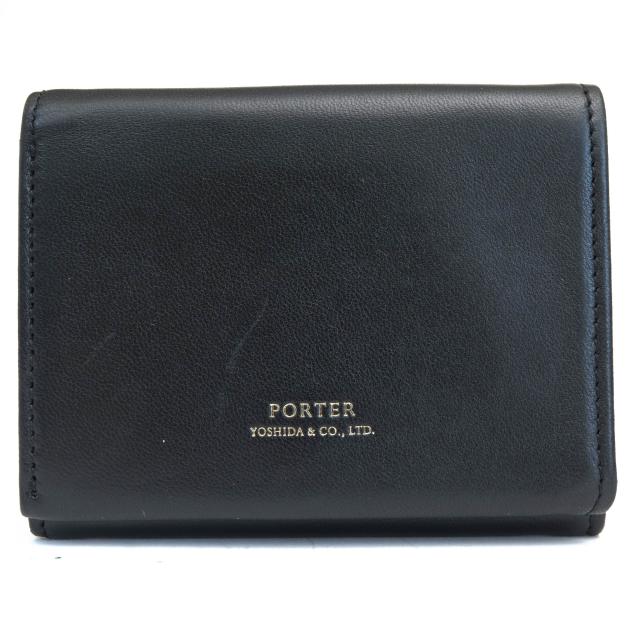 PORTER 吉田 レザー製三つ折り財布 黒