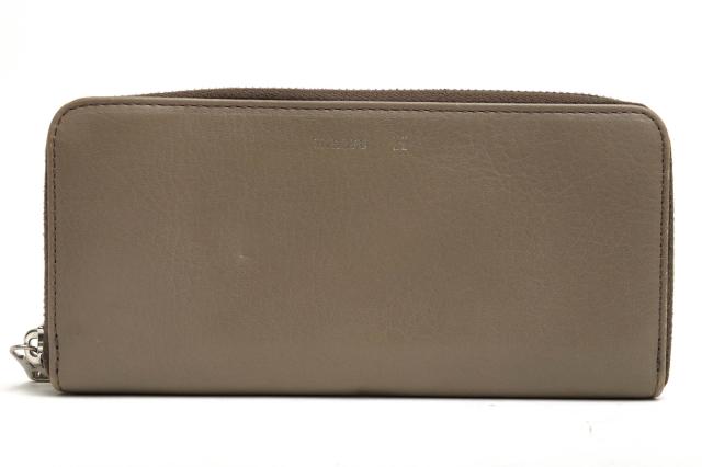 ○ヒロフ HIROFU カーフ 牛革 トーブ 長財布 Hロゴ 小銭入れあり シボ革 シュリンクレザー ラウンドジップ ラウンドファスナー レ  中古