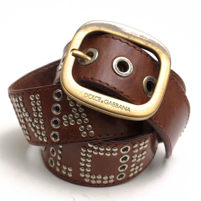 ○ドルガバ DOLCE＆GABBANA 牛革 ベルト スタッズ メンズ 【中古】 中古