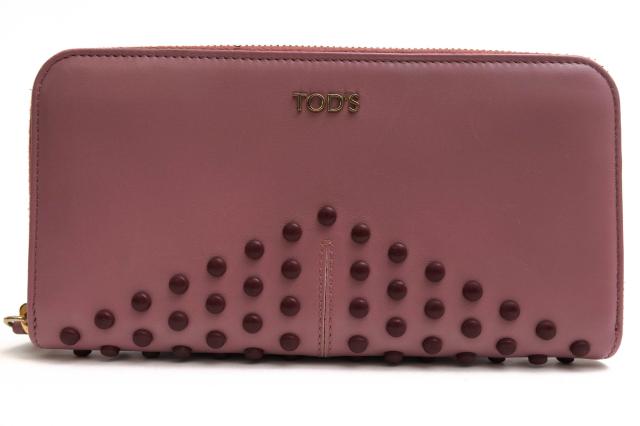 ○トッズ TOD'S 牛革 カーフ 長財布 P.F Zip Around Gommini 20X11 ゴンミーニ 小銭入れあり ラウンドジップ ラウンドファスナー   中古