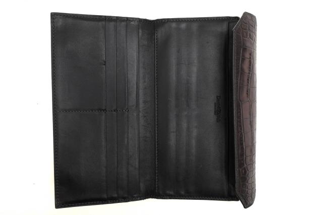 ○ダニエル＆ボブ Daniel＆Bob 牛革 長財布 CASTELLO VENUS GABON 小銭入れあり 三つ折り クロコ型押し メンズ 【中古】 中古_4