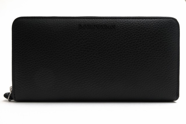 ○アルマーニ EMPORIO ARMANI 牛革 長財布 Y4R169 Y068E ZIP AROUND BUSINESS WALLET オーガナイザー 小銭入れあり シボ革 シュリ 中古