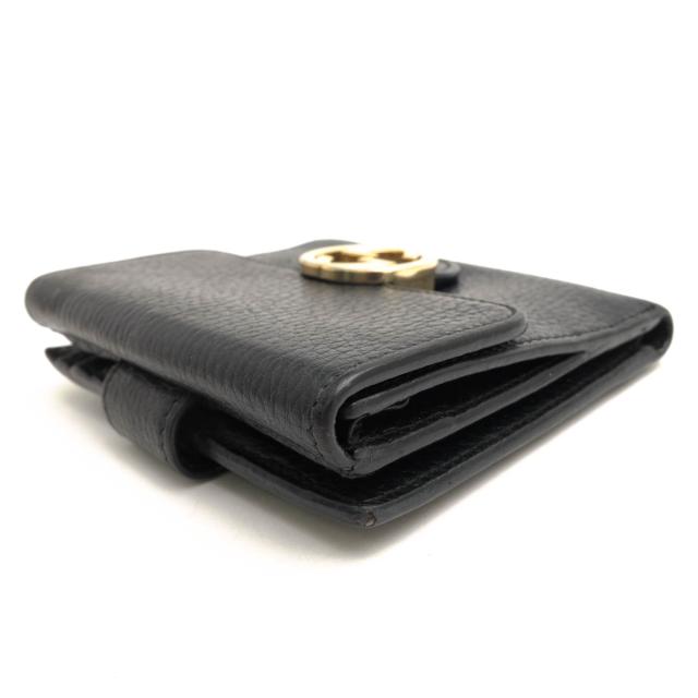 ○グッチ GUCCI 牛革 カーフ 財布 598167 インターロッキングG 小銭入れあり シボ革 シュリンクレザー 二つ折り レディース 【中古 中古_3