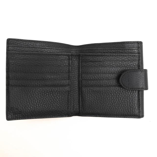 ○グッチ GUCCI 牛革 カーフ 財布 598167 インターロッキングG 小銭入れあり シボ革 シュリンクレザー 二つ折り レディース 【中古 中古_4