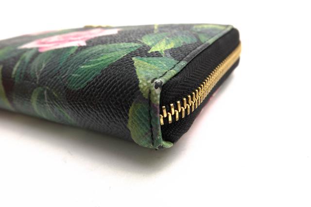 ○ドルガバ DOLCE＆GABBANA 牛革 カーフ 長財布 BI0473 AJ757 HN96C ZIP AROUND WALLET トロピカルローズ柄 ラウンドジップ ラウン 中古 ○ドルガバ DOLCE＆GABBANA 牛革 カーフ 長財布 BI0473 AJ757 HN96C