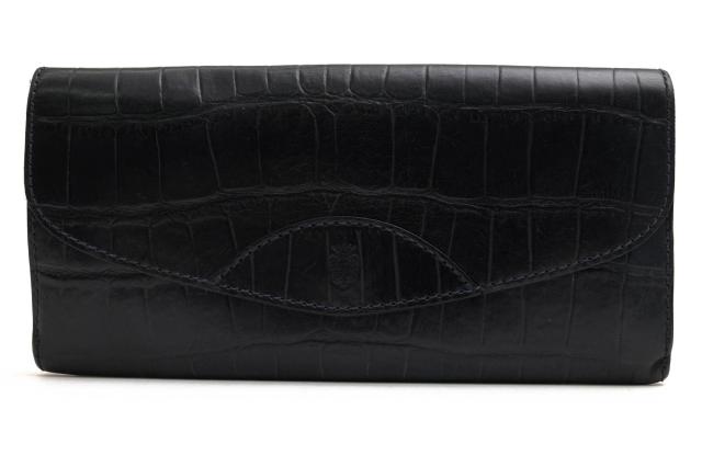 ○フェリージ Felisi 牛革 長財布 954/SA フラップ式 小銭入れあり クロコ型押し メンズ 【中古】 中古