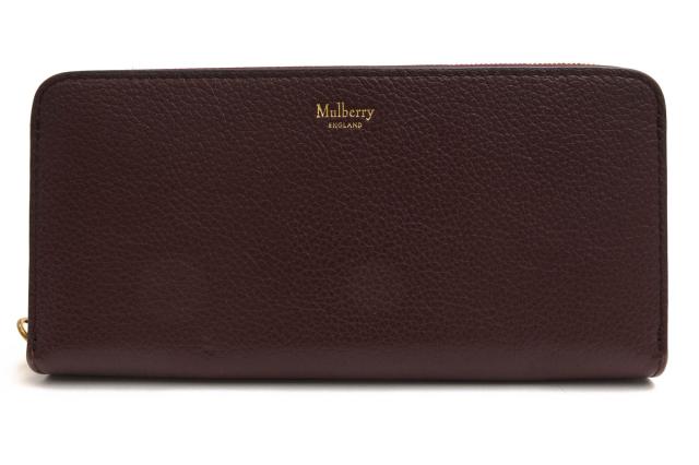 ○マルベリー MULBERRY 牛革 カーフ 長財布 RL4887 206K120 8 CC Zip Around Wallet Small Classic Grain ユニセックス 小銭入れあ 中古