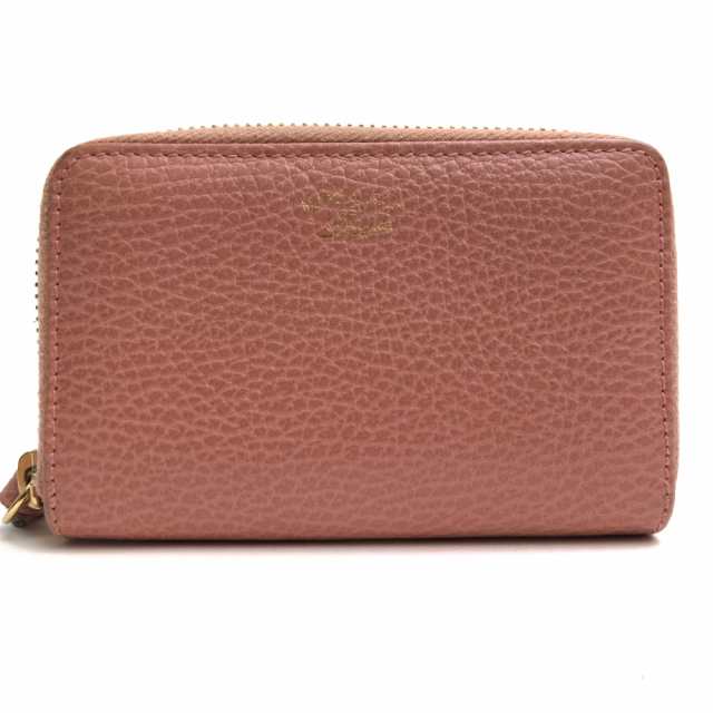 ○グッチ GUCCI BRIGHT PINK ブライトピンク 牛革 カーフ 財布 368877 203887 SWING スウィング コインケース シボ革 シュリンクレ 中古