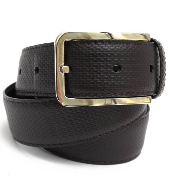 ○ダンヒル Dunhill 牛革 カーフ ベルト HPG130B LACQUERED RECTANGULAR PALLAD リバーシブル仕様 メンズ 【中古】 中古