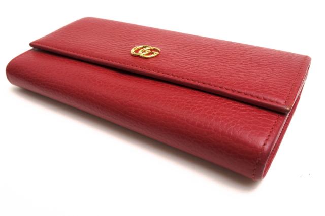 ○グッチ GUCCI カーフ 牛革 長財布 456116 CAO0G 1000 GG マーモント コンチネンタルウォレット インターロッキングGG シボ革 シ 中古_2