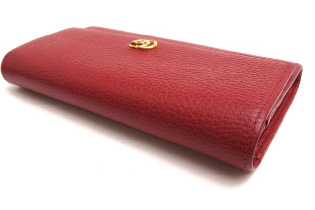 ○グッチ GUCCI カーフ 牛革 長財布 456116 CAO0G 1000 GG マーモント コンチネンタルウォレット インターロッキングGG シボ革 シ 中古_3