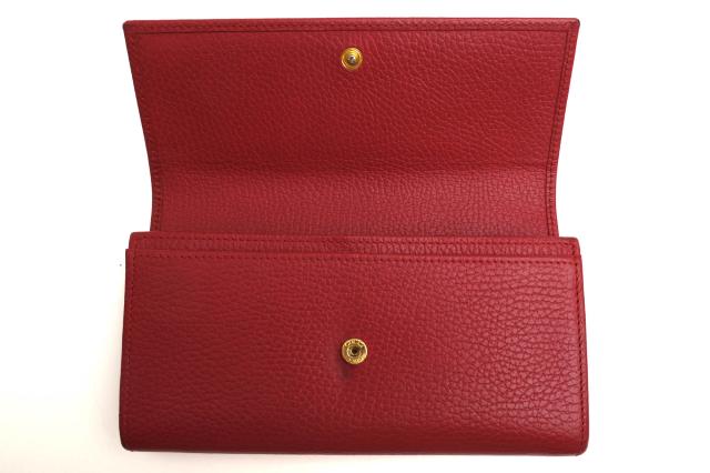 ○グッチ GUCCI カーフ 牛革 長財布 456116 CAO0G 1000 GG マーモント コンチネンタルウォレット インターロッキングGG シボ革 シ 中古_4