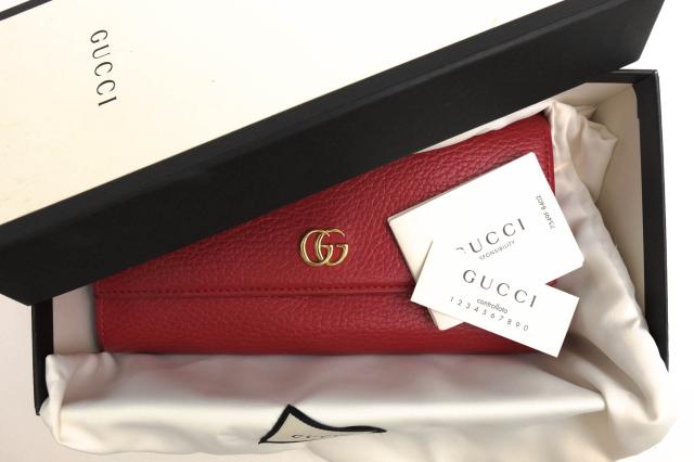 ○グッチ GUCCI カーフ 牛革 長財布 456116 CAO0G 1000 GG マーモント