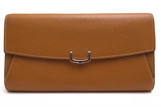 ○カルティエ Cartier トリヨン 牛革 長財布 C ドゥ カルティエ C de Cartier インターナショナル ウォレット フラップ式 小銭入れ 中古