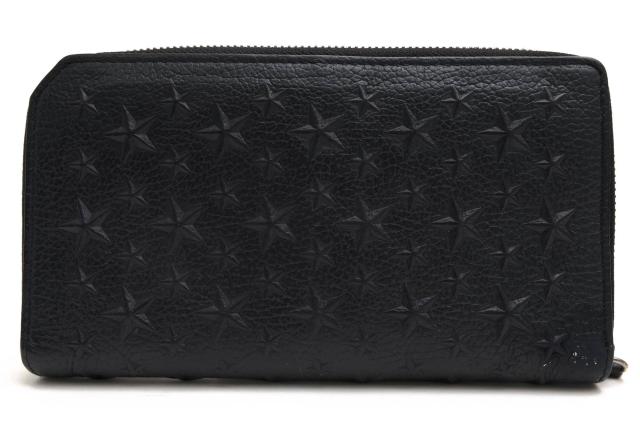 ○ジミーチュウ Jimmy Choo 牛革 カーフ 長財布 121 CARNABY LEATHER WITH MIXED STARS カーナビー スタースタッズ 小銭入れあり   中古