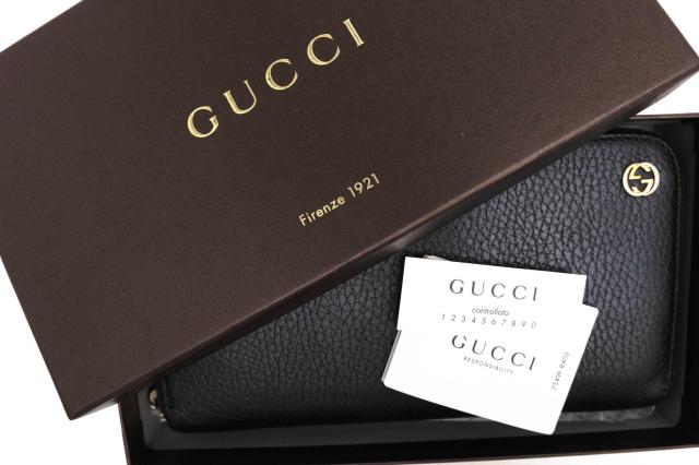 ○グッチ GUCCI 牛革 カーフ 長財布 449347 Original Leather Dollar