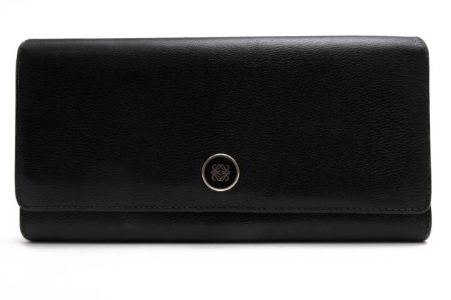 ○ロエベ LOEWE アナグラムボタン カーフ 牛革 長財布 コンチネンタルウォレット 小銭入れあり レディース 【中古】 中古の通販は長財布