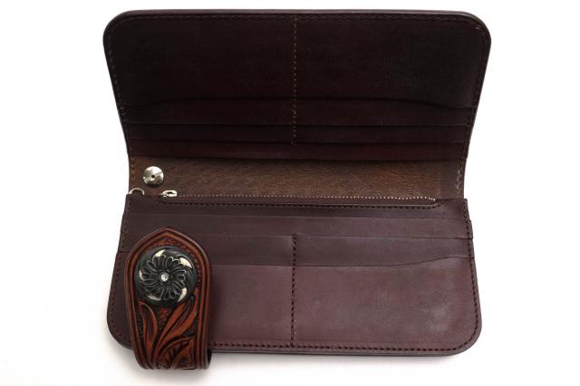 ○ケイシイズ KC's 牛革 カービング 長財布 ライダースウォレット