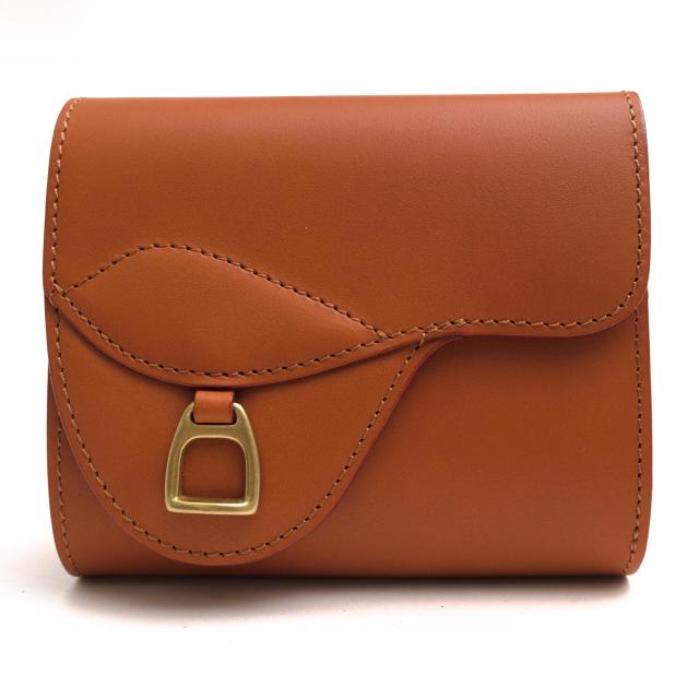 ○イタガキ ITAGAKI 牛革 財布 E118 鞍 札入れ 小銭入れあり 三つ折り レディース 【中古】 中古