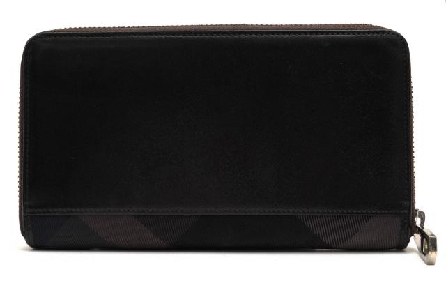 ○ブラックレーベル・クレストブリッジ BLACK LABEL CRESTBRIDGE 一部牛革 長財布 51218-717-09 バーバリーチェック柄 小銭入れあ 中古_1