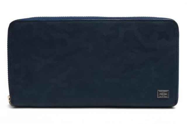 ○ポーター 吉田カバン PORTER 豚革 タンニン鞣し エンボス加工 長財布 342-03838 WONDER WALLET ワンダー 小銭入れあり 迷彩・カ  中古