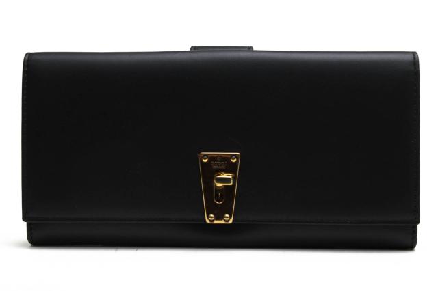 ○グッチ GUCCI 牛革 カーフ 長財布 90618T P.F.D. I.551 BERRY L WAXED CALF ターンロック式 小銭入れあり ユニセックス 男女兼用 中古