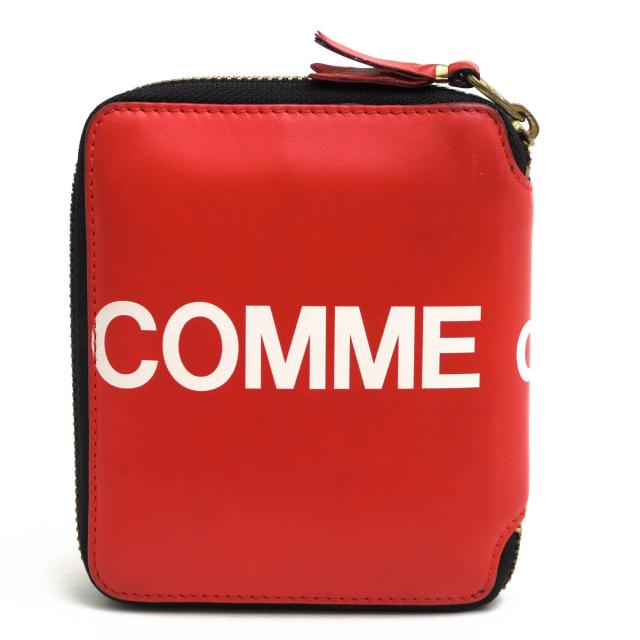 ○コムデギャルソン COMME des GARCONS 牛革 カーフ 財布 SA2100HL CDG Wallet Huge Logo ユニセックス ラウンドジップ ラウンドフ 中古