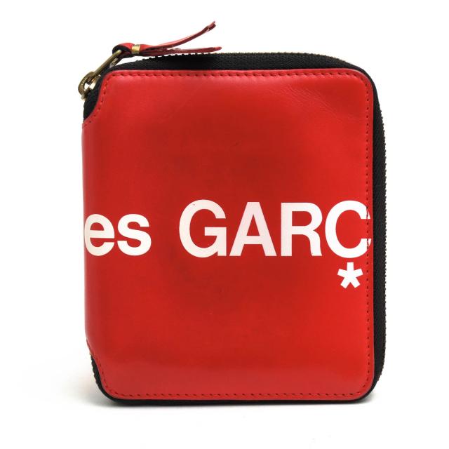 ○コムデギャルソン COMME des GARCONS 牛革 カーフ 財布 SA2100HL CDG Wallet Huge Logo ユニセックス ラウンドジップ ラウンドフ 中古_1
