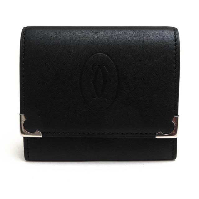 ○カルティエ Cartier 牛革 カーフ 財布 L3000571 Must de Cartier Cabochon マスト ドゥ カルティエ カボション ケース メ  中古