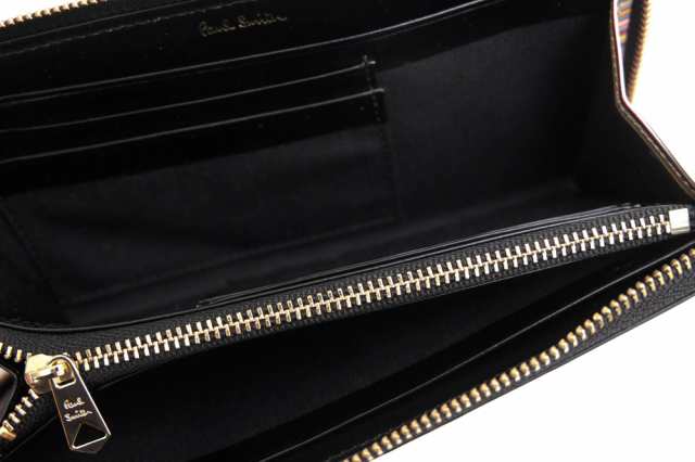 ○ポールスミス Paul Smith 牛革 長財布 843420 P566 レザーリュクスシャイン マルチストライプ 小銭入れあり ラウンドジップ ラウ 中古