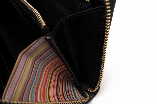 ○ポールスミス Paul Smith 牛革 長財布 843420 P566 レザーリュクスシャイン マルチストライプ 小銭入れあり ラウンドジップ ラウ 中古