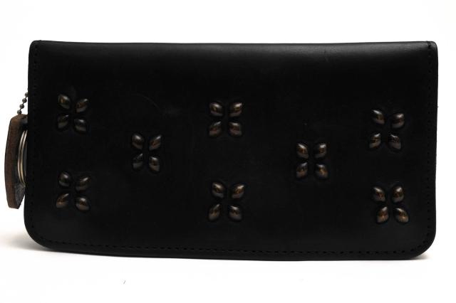 ○エイチティーシー HTC ステアハイド 牛革 長財布 T-1 LONG WALLET 二つ折り スタッズ メンズ 【中古】 中古