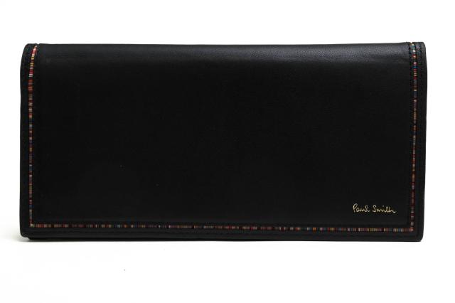 ○ポールスミス Paul Smith 羊革 シープスキン 長財布 BPS273 ストライプインセット 二つ折り 小銭入れあり メンズ 【中古】 中古