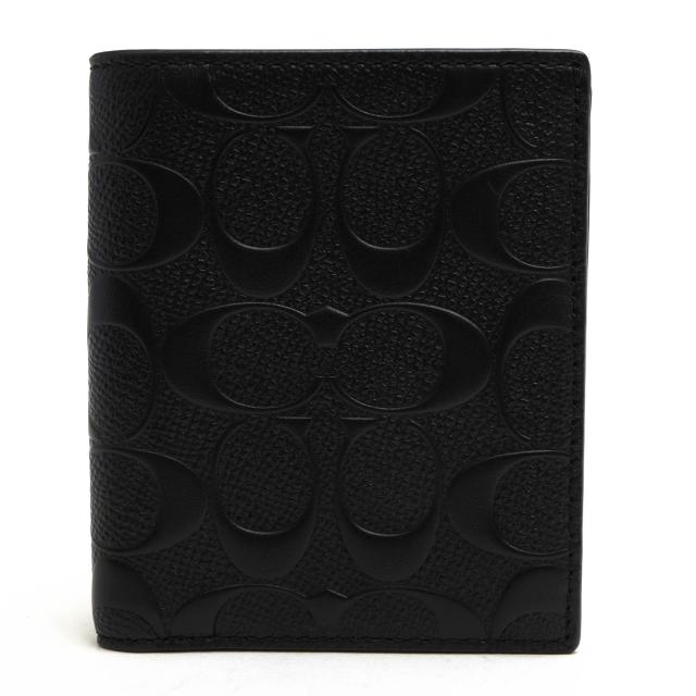 ○コーチ COACH シグネチャークロスグレインレザー 牛革 財布 F11970 Slim Wallet In Signature Crossgrain Leather コンパクトウ  中古