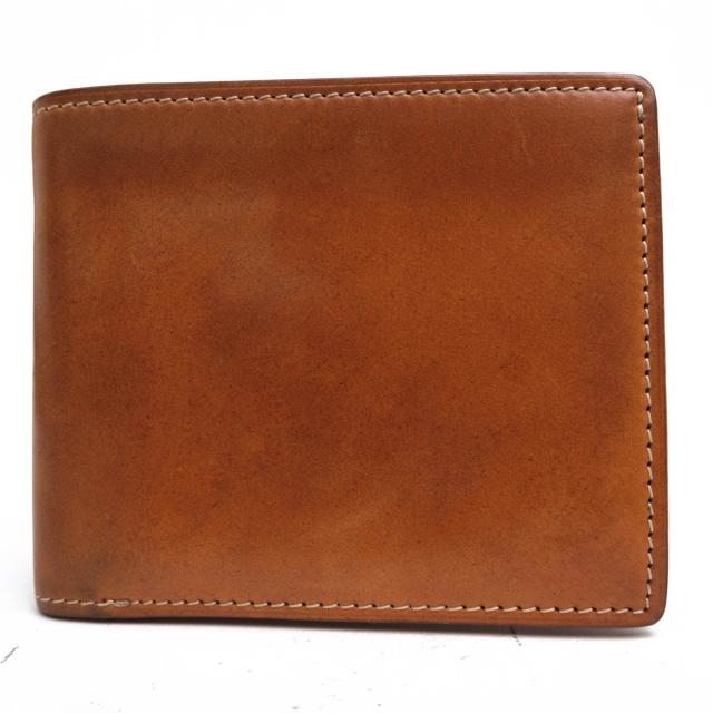 ○キプリス CYPRIS 馬革 コードバン 財布 5911 NATURAL CORDOVAN ナチュラルコードバン 小銭入れなし 札入れ 二つ折り メンズ 【中 中古