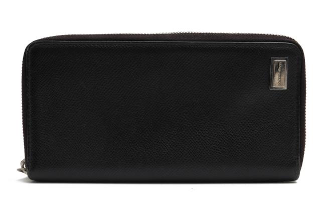 ○ドルガバ DOLCE＆GABBANA グレイン型押し牛革牛革 長財布 BP1435 A3A73 PORTAFOGLIO STAMPA DAUPHINE STA 小銭入れあり ラウンド 中古