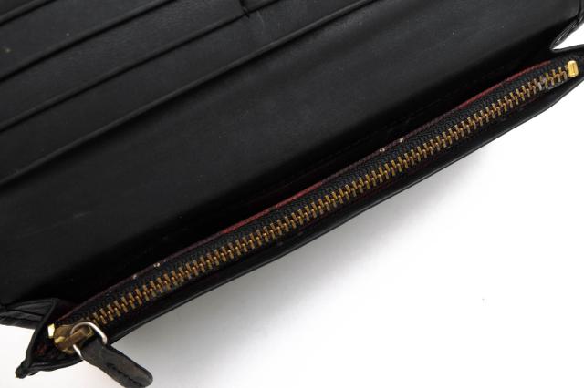 ○ガンゾ GANZO ホーウィン社製オイルレザー 牛革 長財布 WGAN57274 GH4 裏地チェック柄 小銭入れあり 二つ折り ラウンドジップ ラ 中古_6