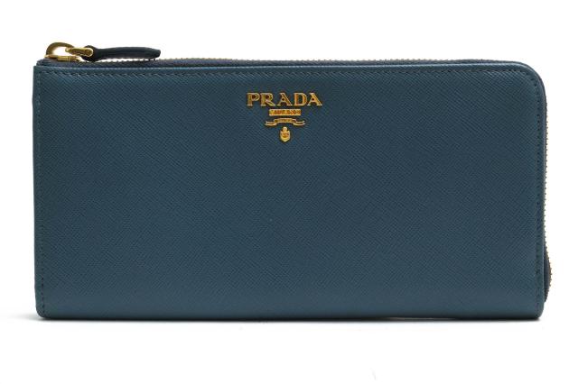 ○プラダ PRADA サフィアーノ 牛革 長財布 1M1183 SAFIANO ゴールドロゴ 小銭入れあり ユニセックス 男女兼用 L字ファスナー メン  中古